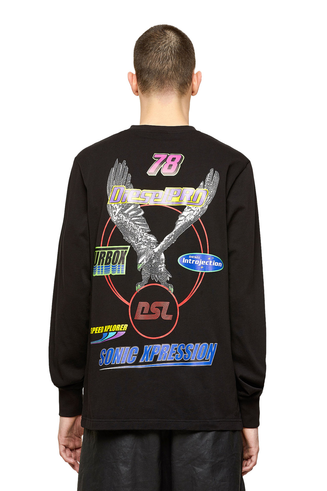 Long-sleeve T-shirt with racer prints