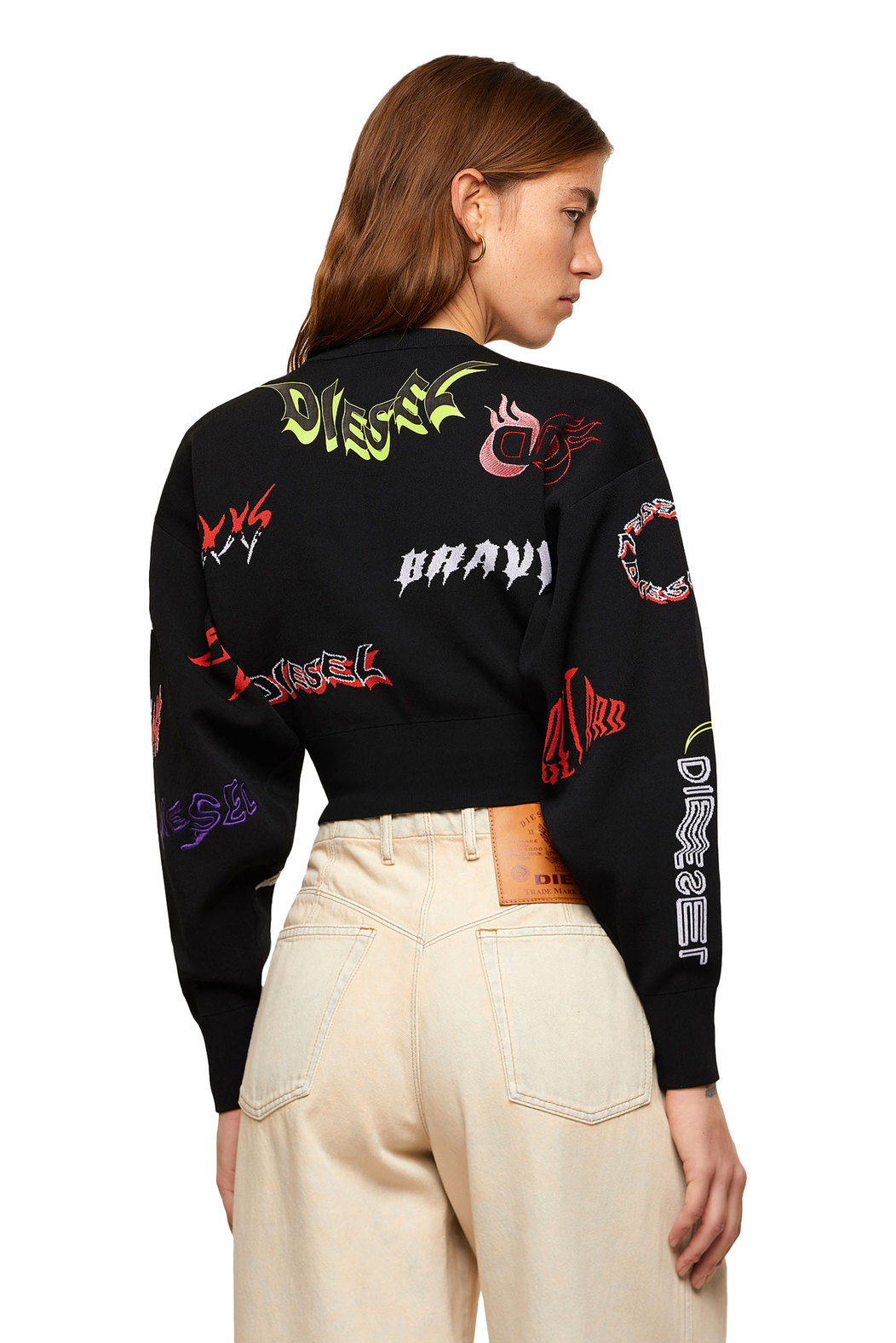 Cropped pullover with mixed logos