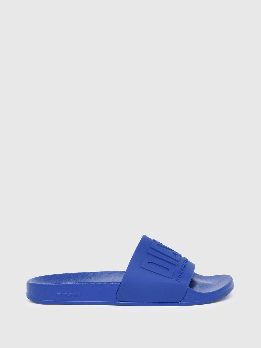 Pool slides with embossed logo