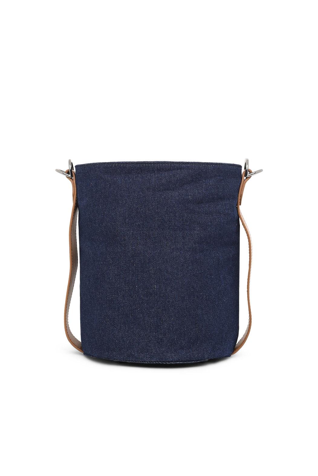 Bucket bag in denim and leather