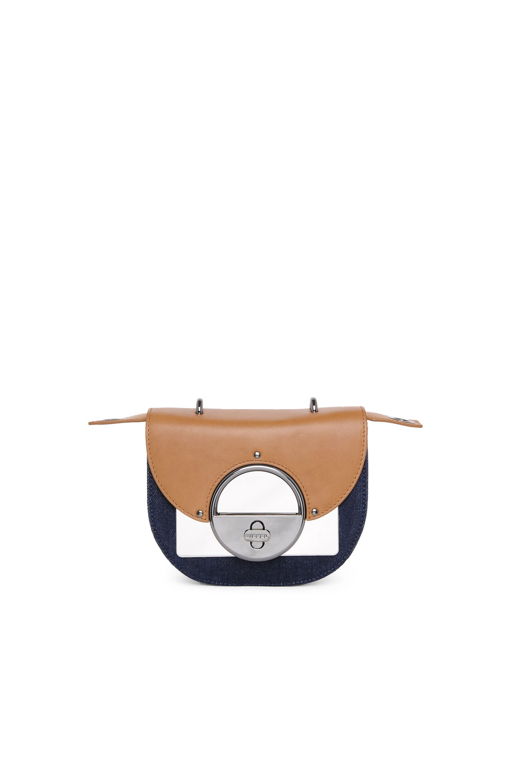 Saddle cross-body in denim and leather