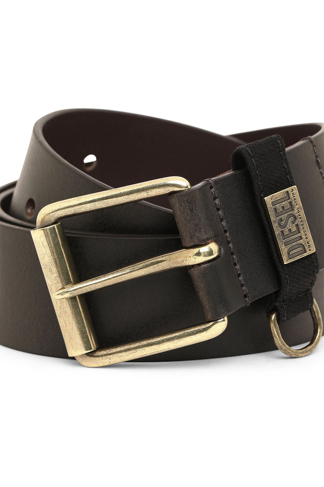 Leather belt with denim loop