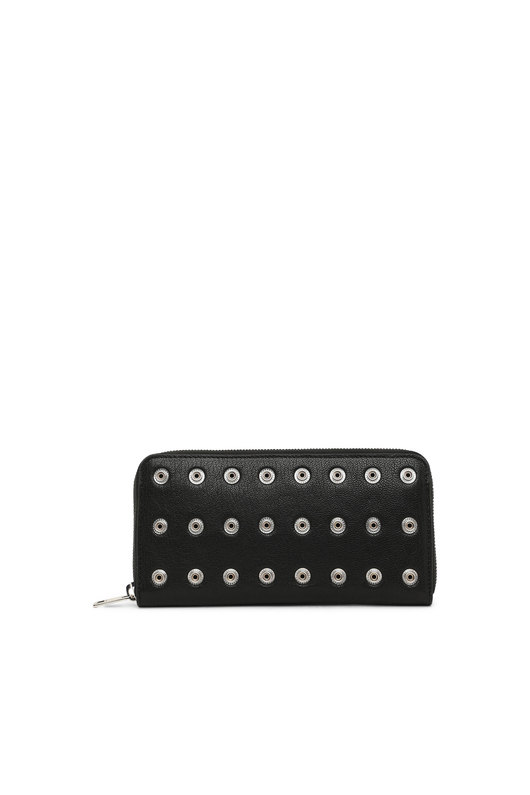 Chain wallet in studded leather