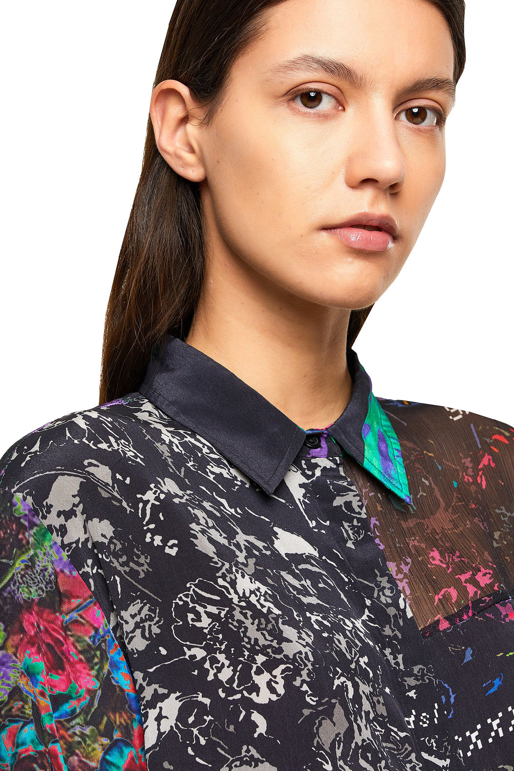 Printed shirt with patchwork design