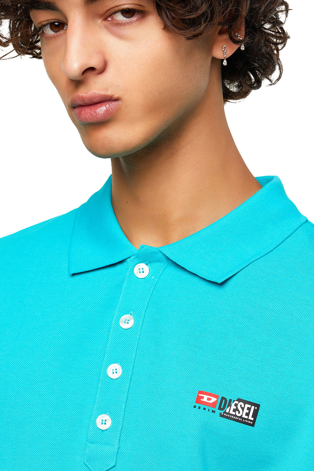 Pique polo shirt with double logo