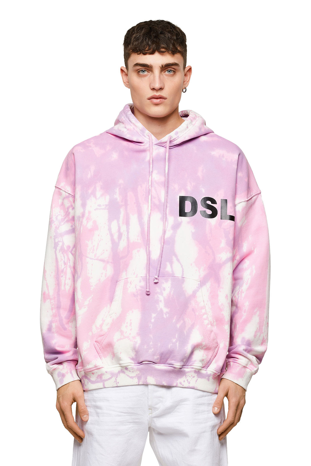 Tie-dye hoodie with slogan print | Diesel