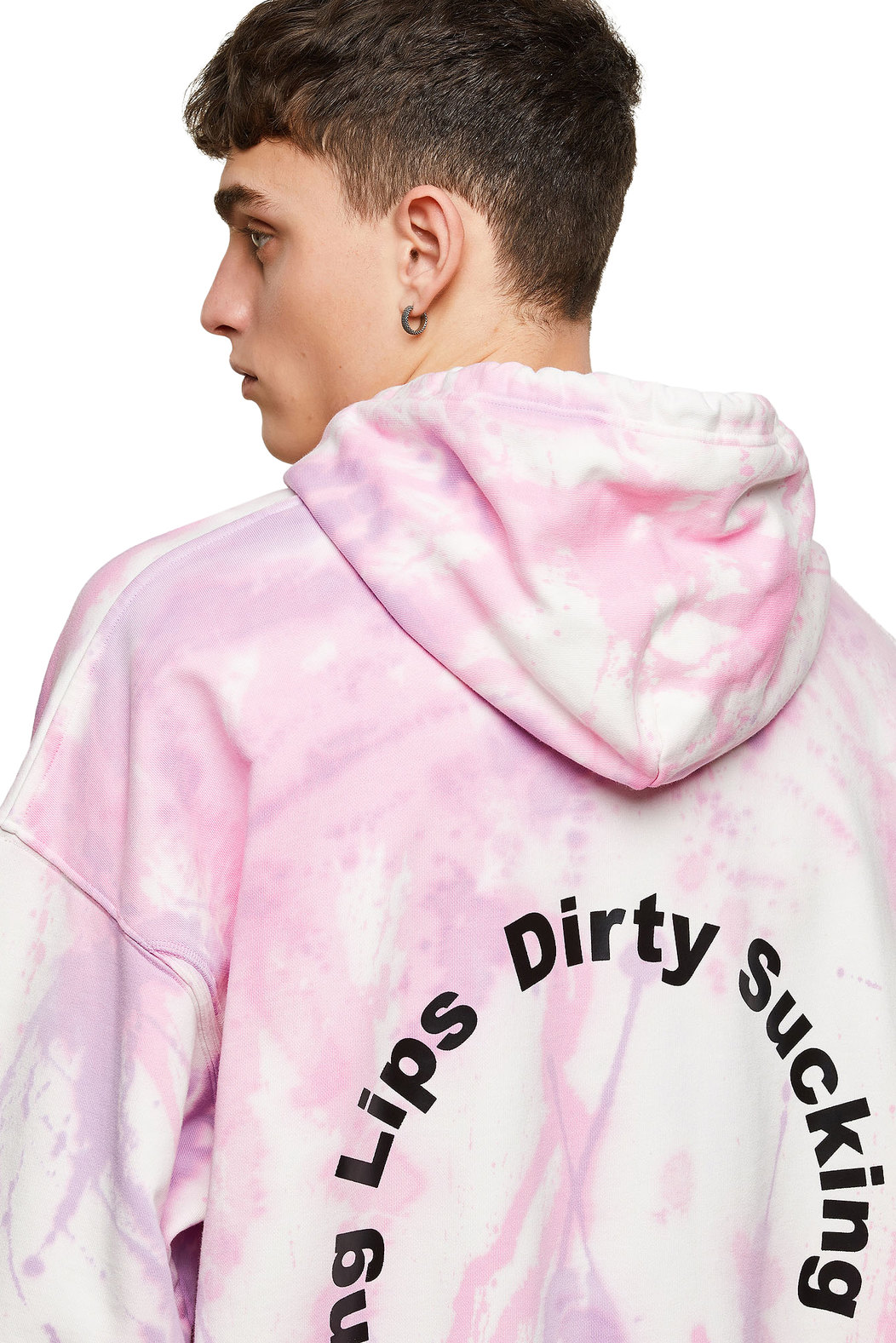 Tie-dye hoodie with slogan print