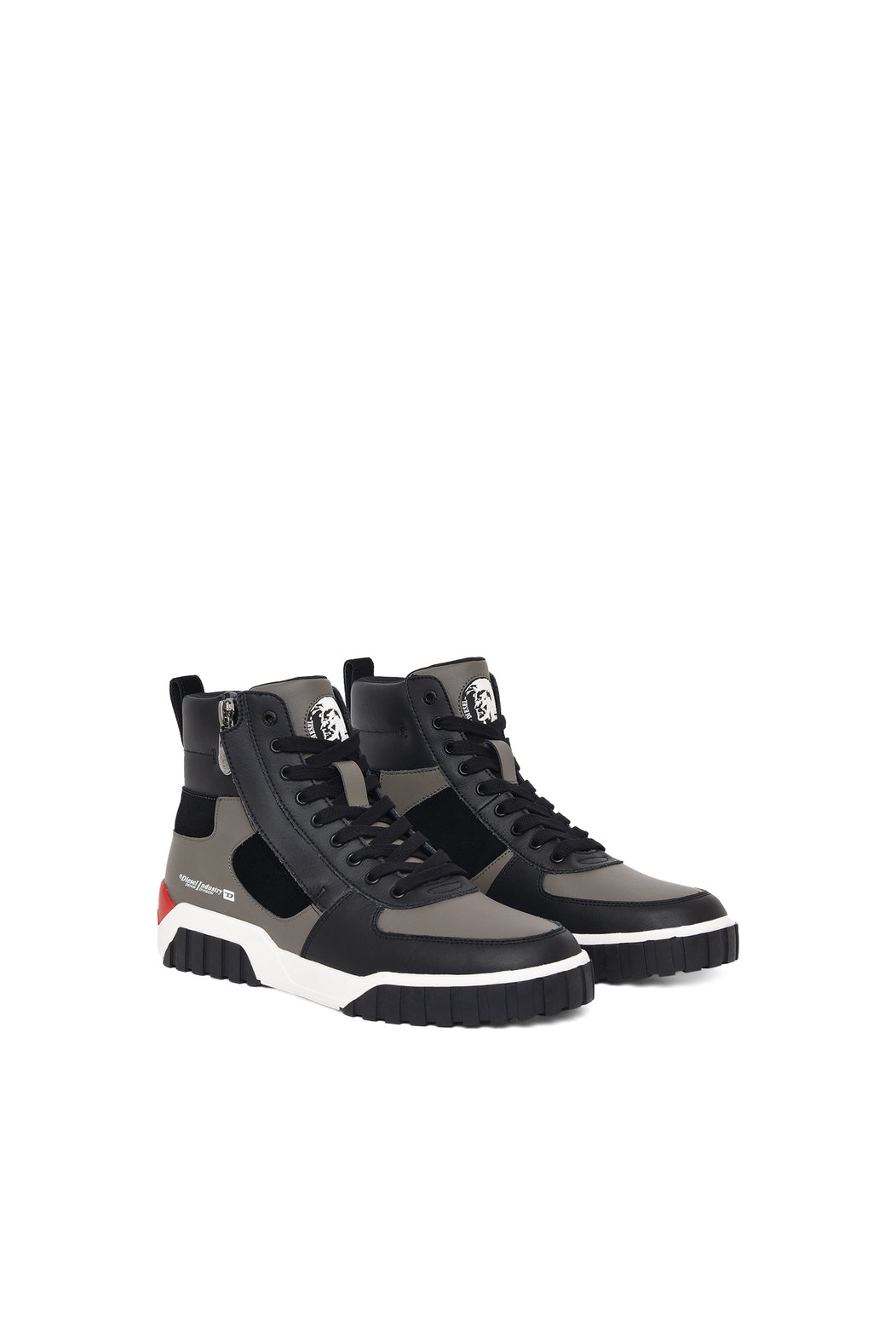 High-top sneakers in leather and suede