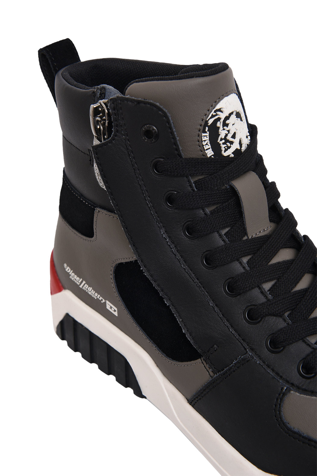 High-top sneakers in leather and suede