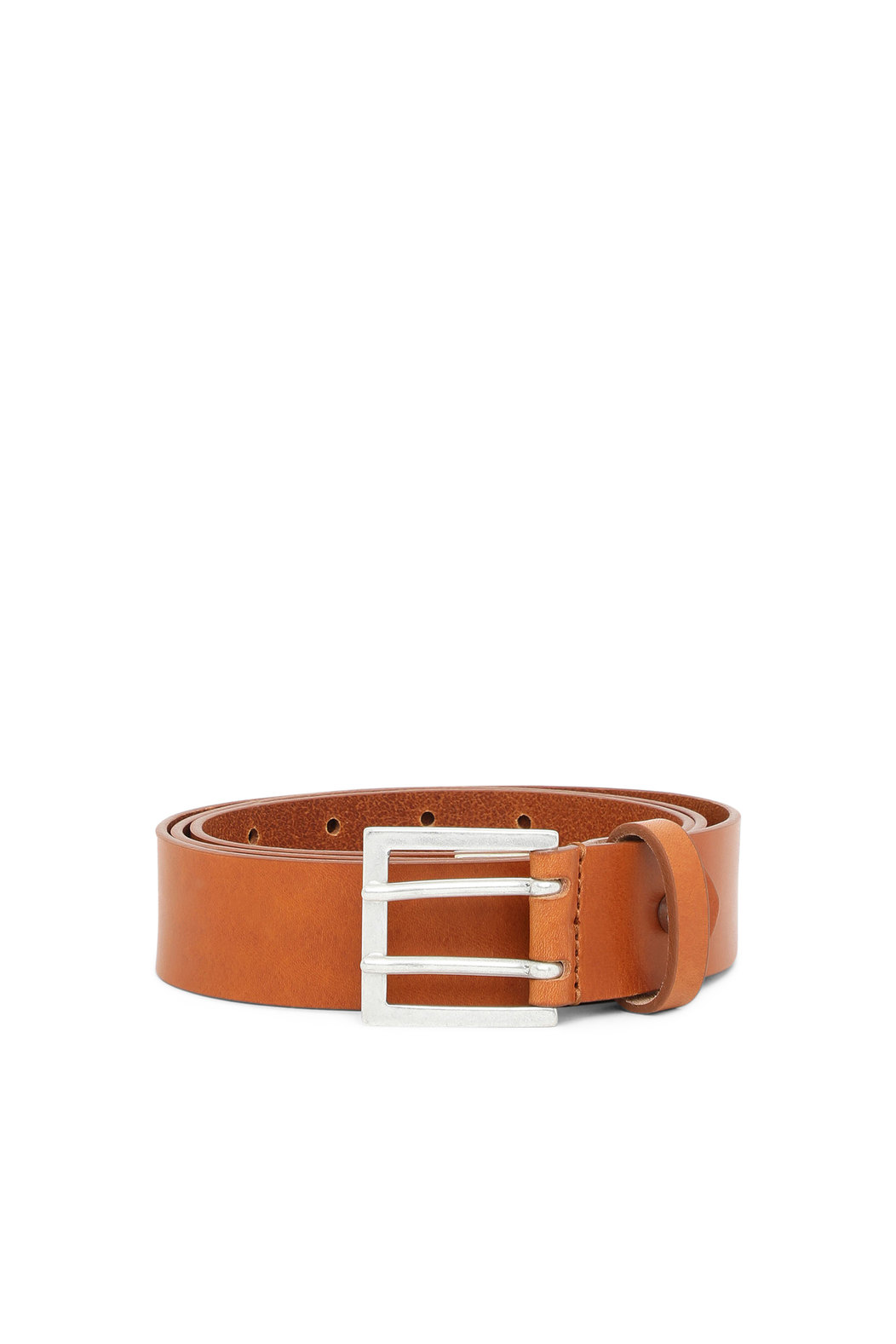 Leather belt with double-pin buckle