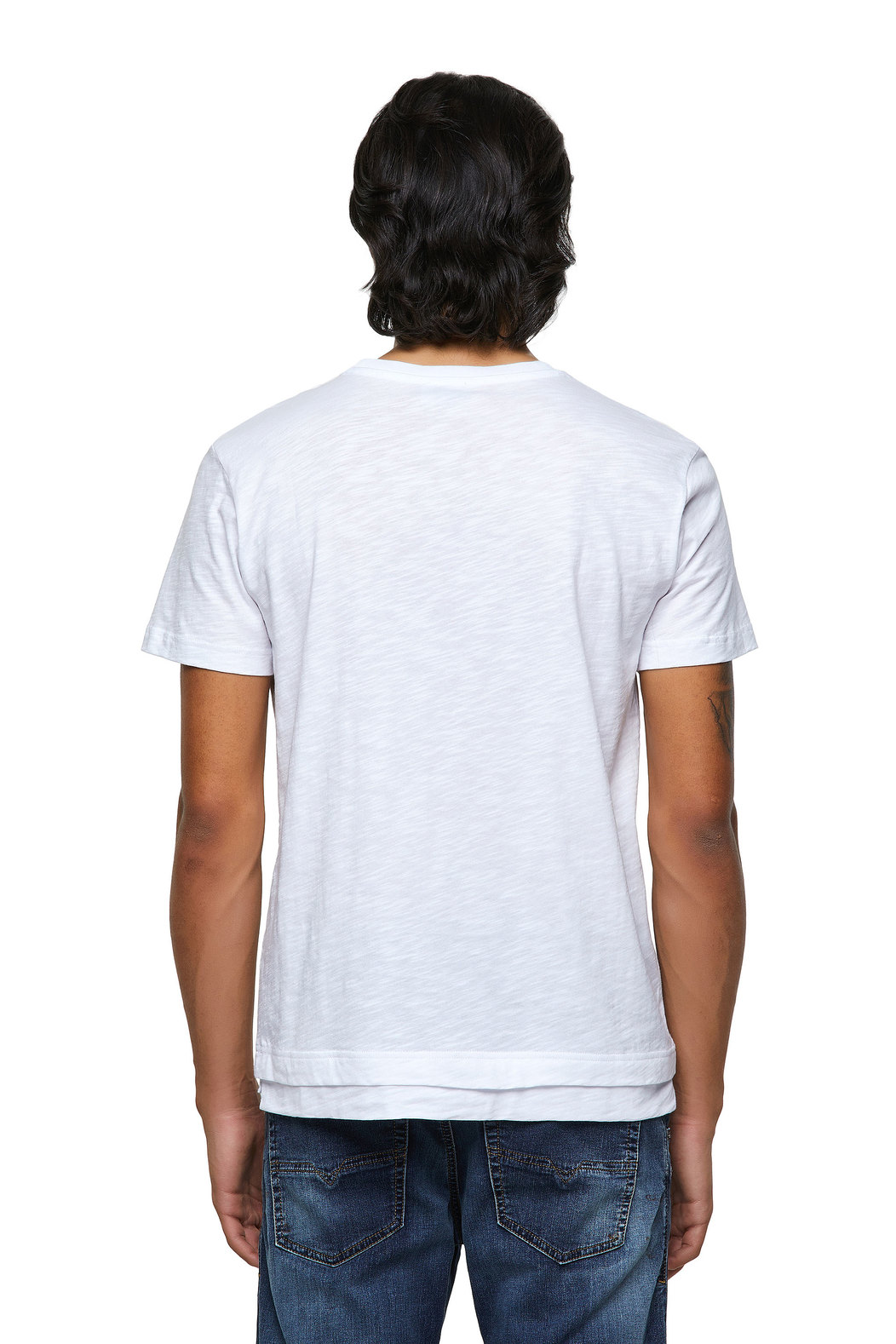 Double-hem T-shirt in slub cotton
