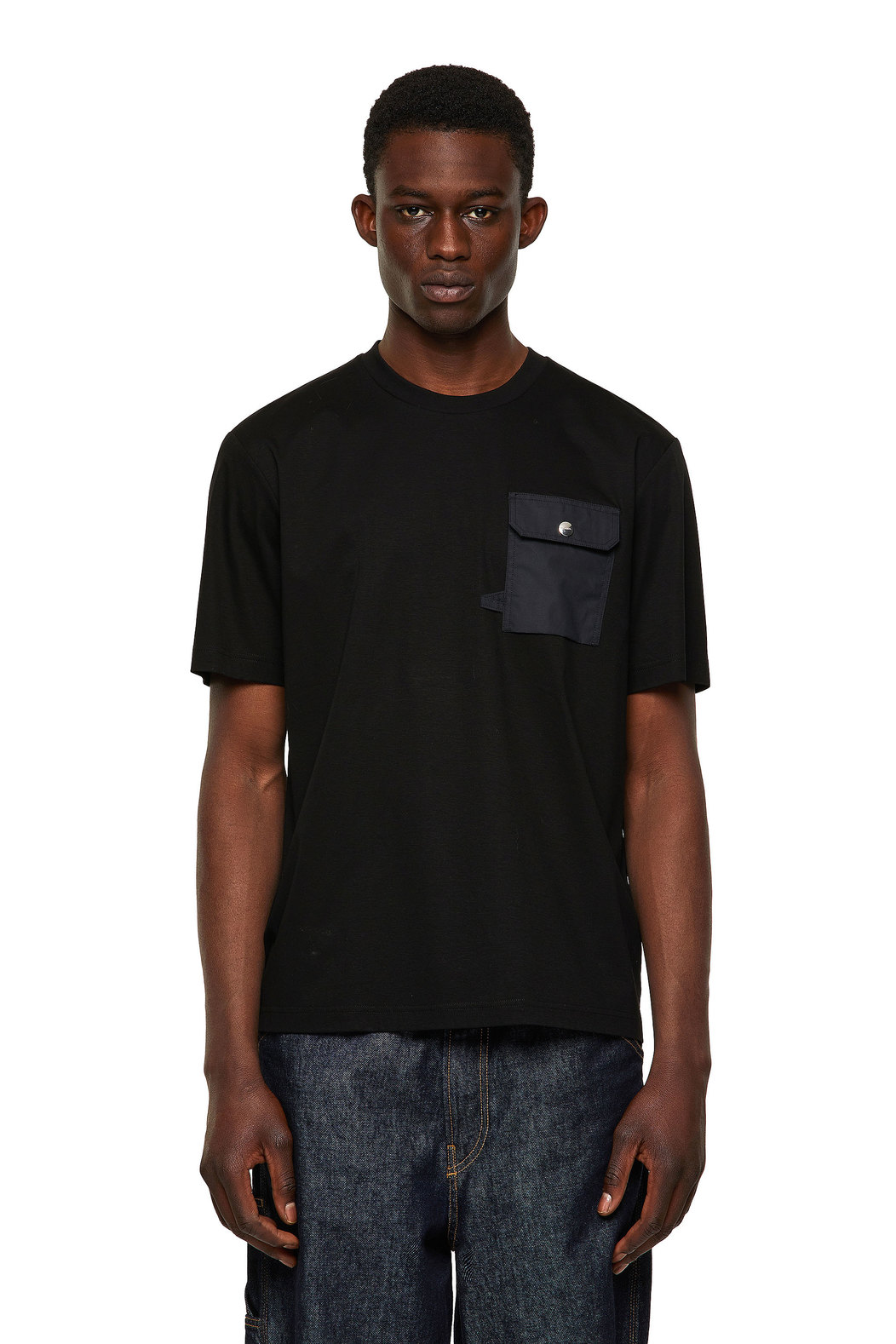T-shirt with flap chest pocket