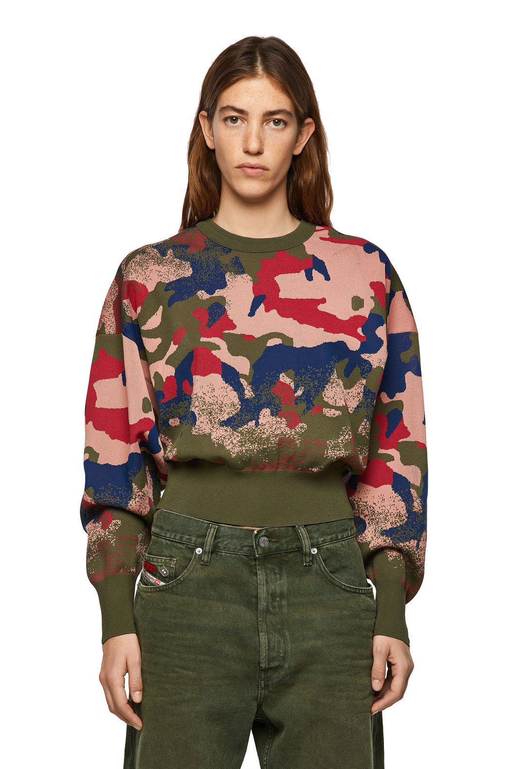 Pullover in camouflage jacquard knit
