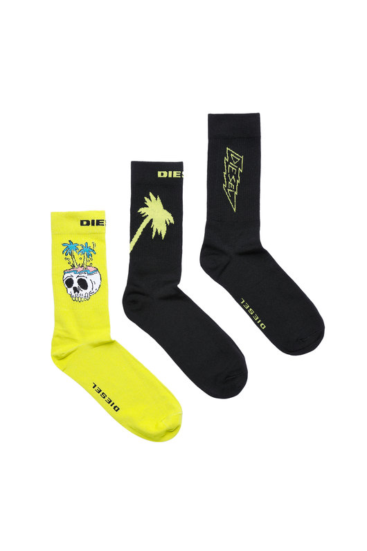 Three-pack of socks with skull and palm