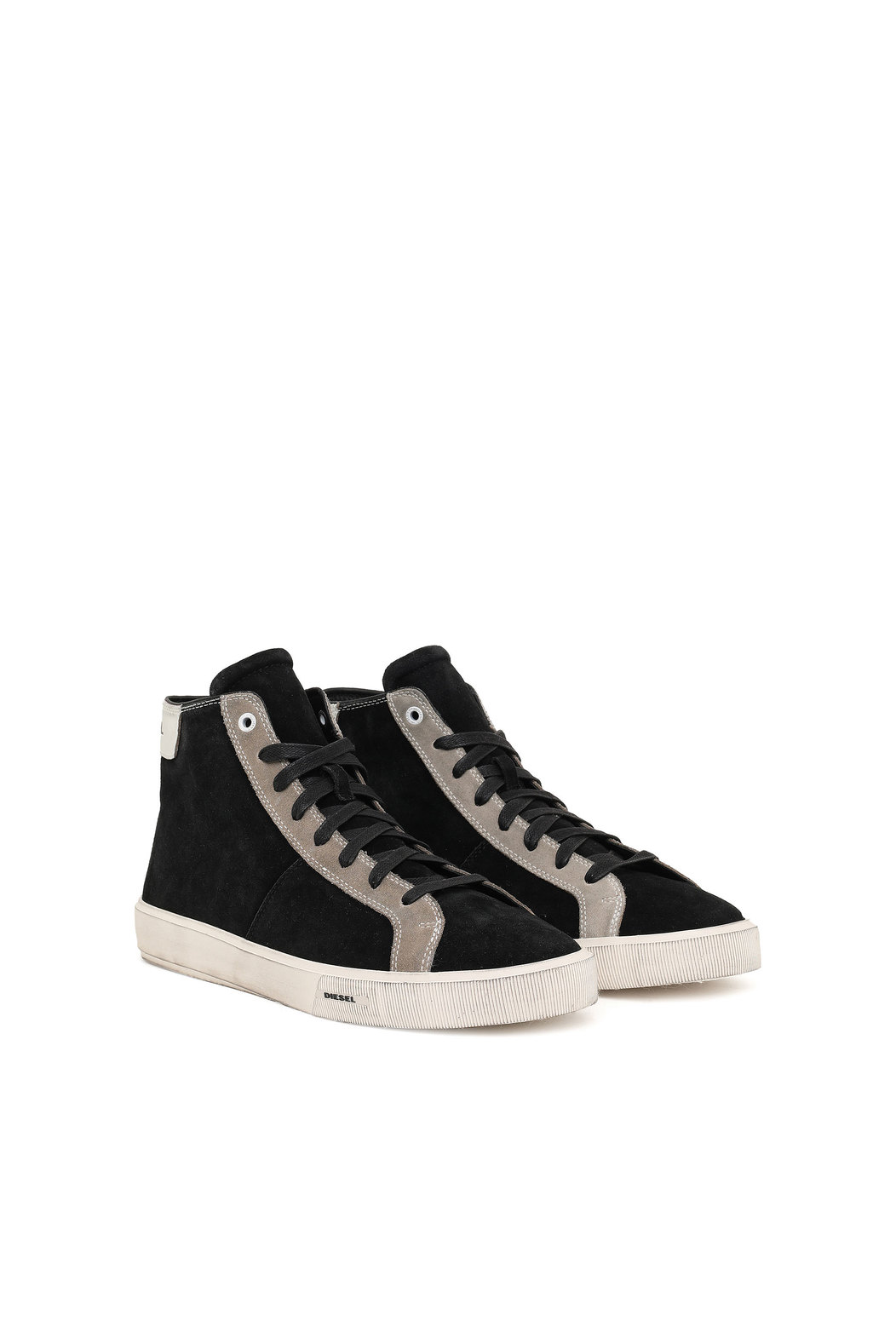 High-top sneakers in treated suede