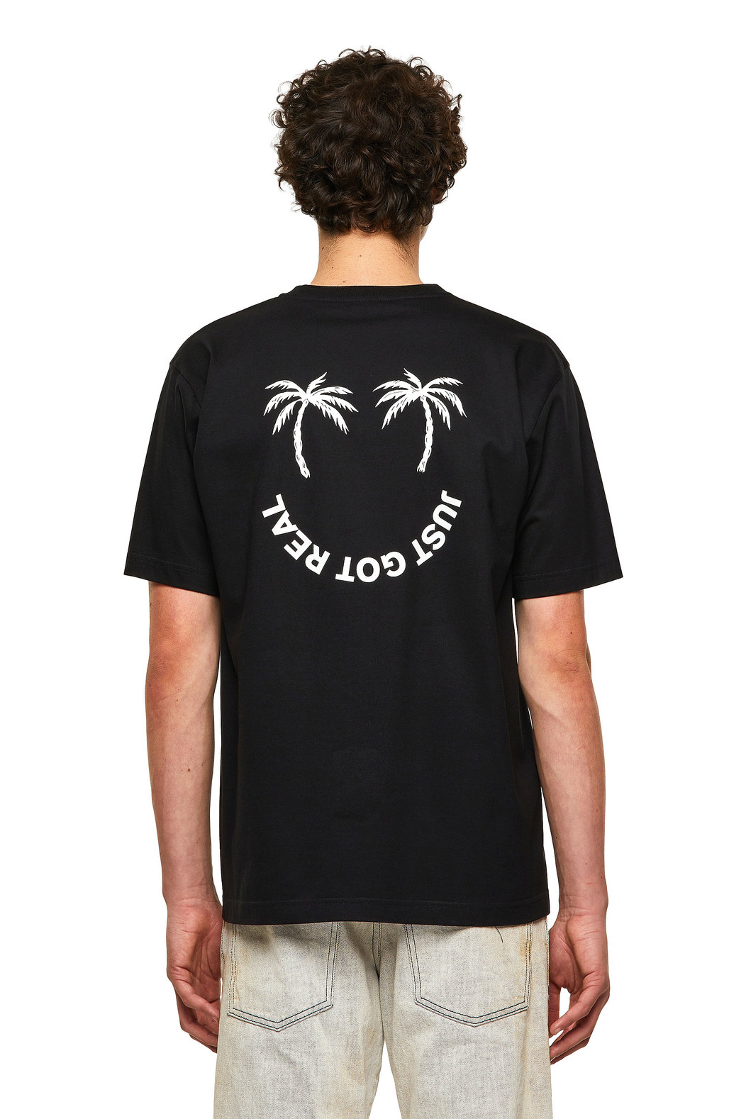 Cotton T-Shirt With Palm Print
