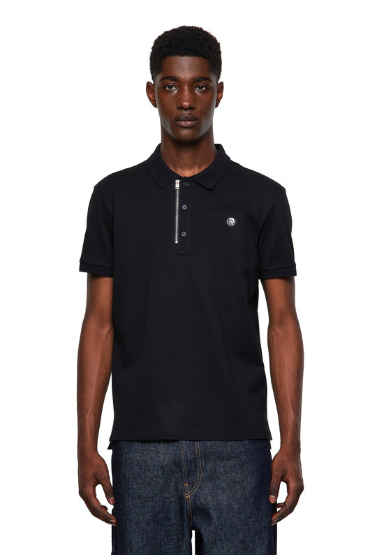 Green Label Polo Shirt With Zip And Mohawk Patch