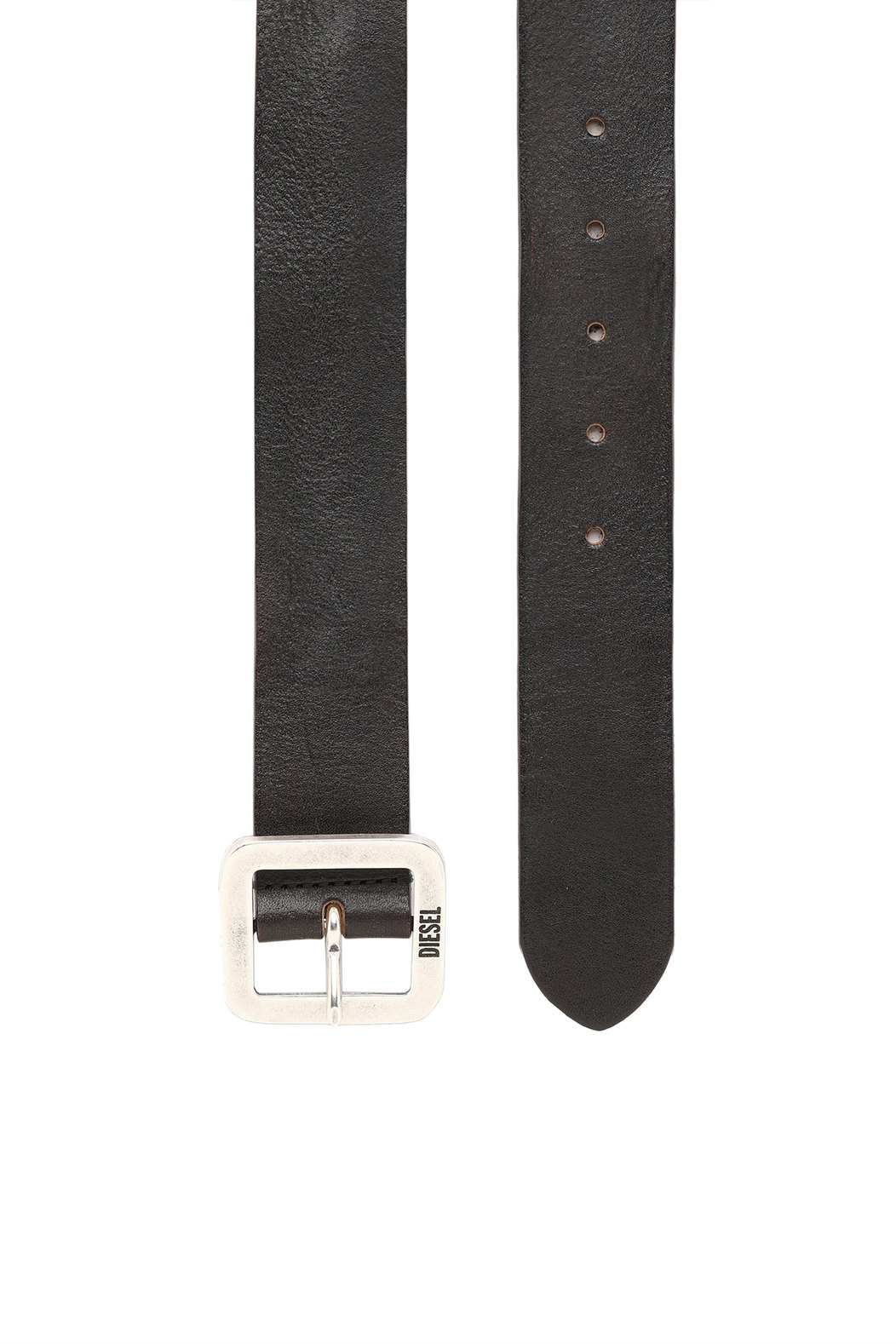 Leather Belt With Flat Square Buckle