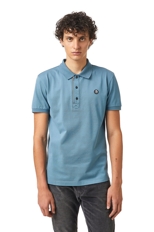 Green Label Polo Shirt With Zip And Mohawk Patch