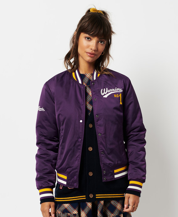 Womens - Varsity Bomber Jacket in Regal Purple