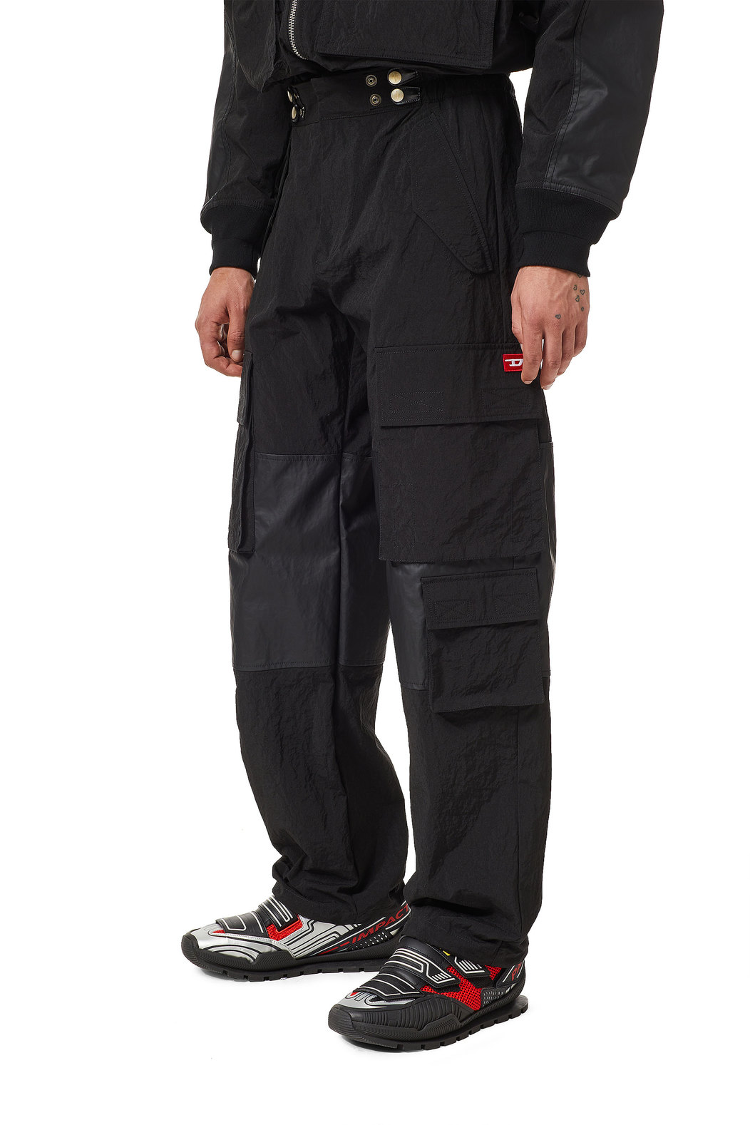 Nylon cargo pants with coated panels | Diesel