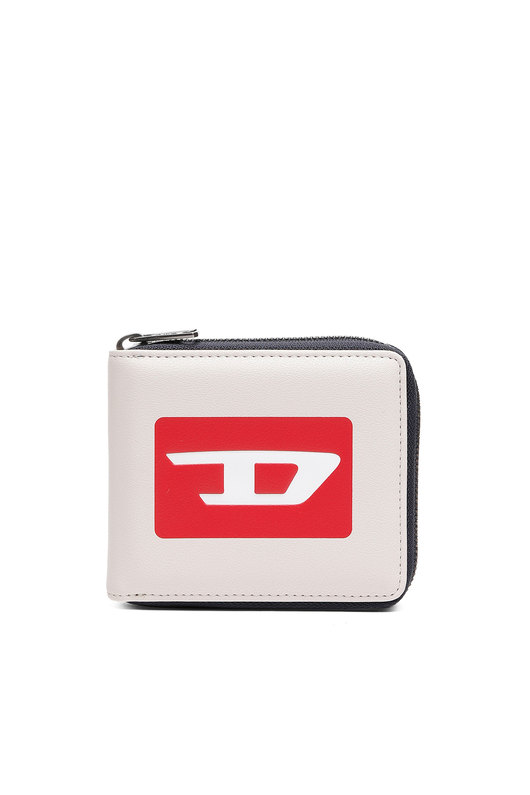 Zip-around wallet with debossed D logo
