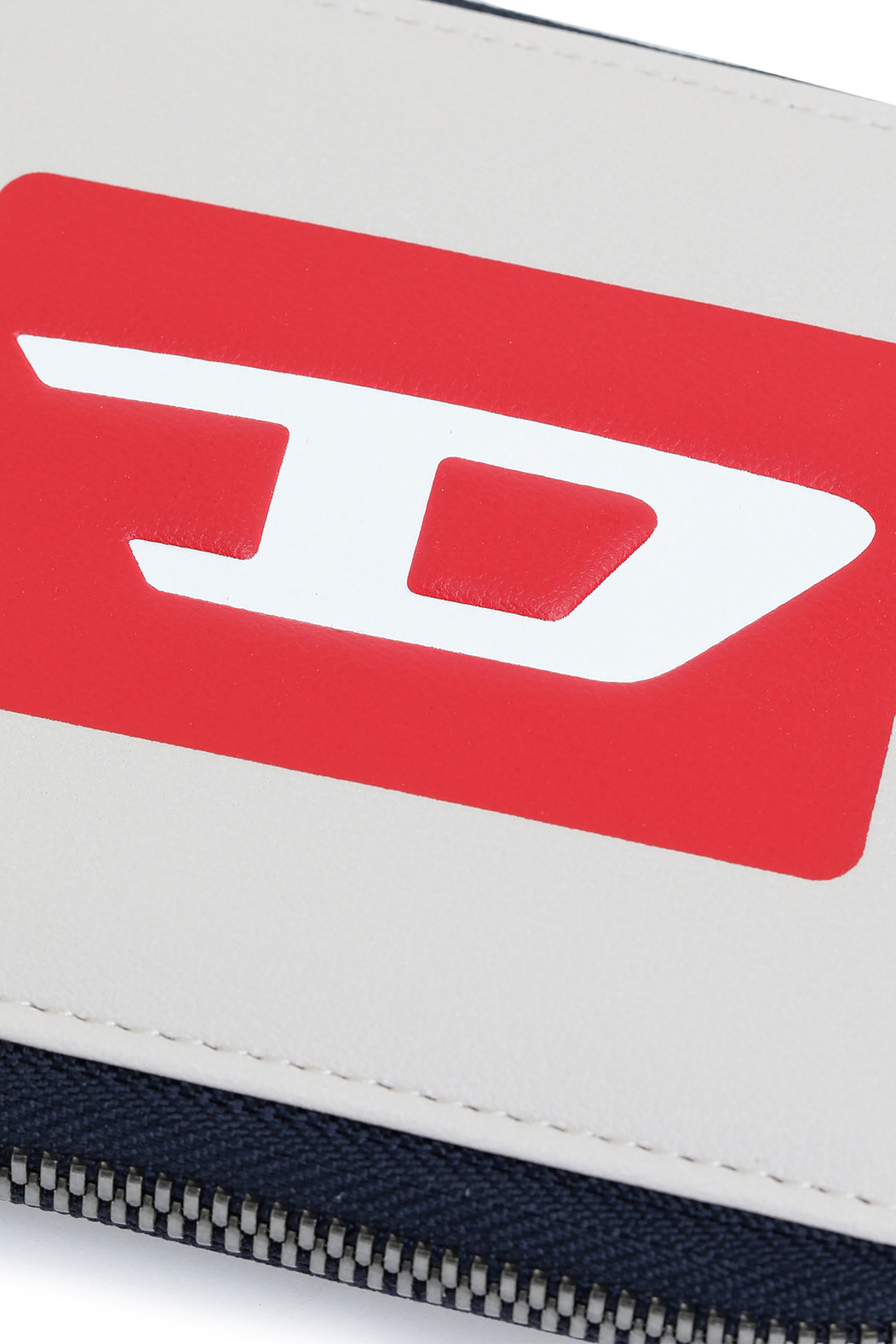Zip-around wallet with debossed D logo