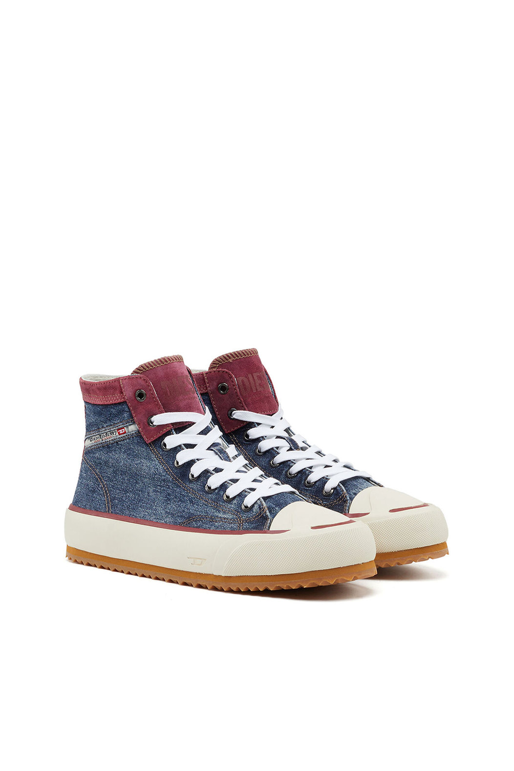 High-top sneakers in denim with flag