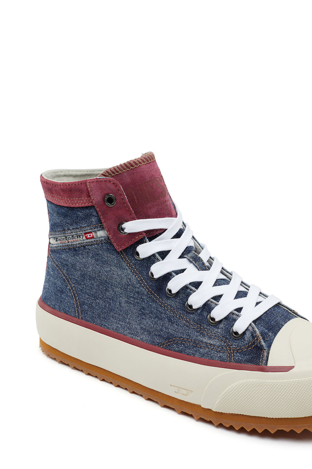 High-top sneakers in denim with flag