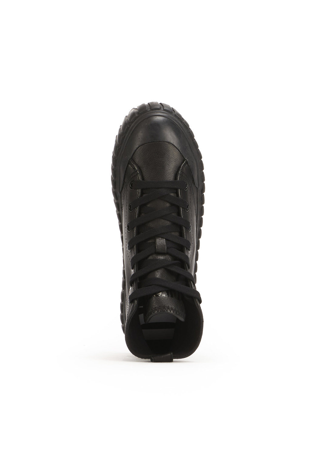 High-top flatform sneaker in leather