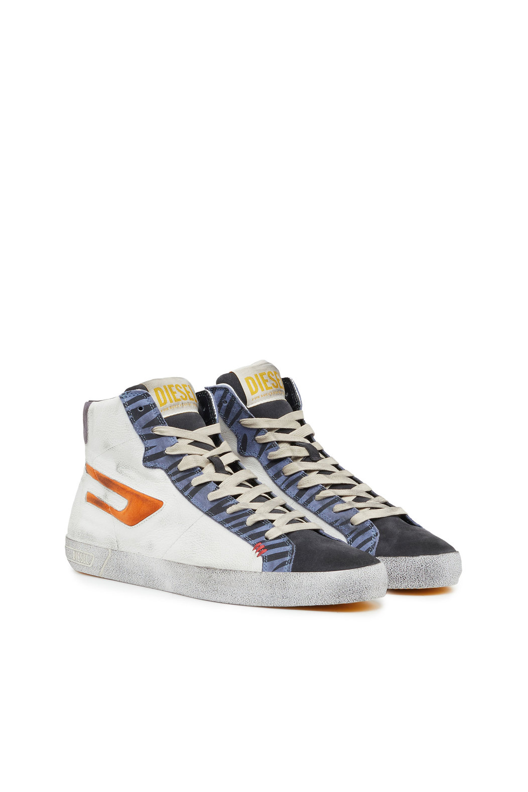 High-top sneakers with animalier eyestay