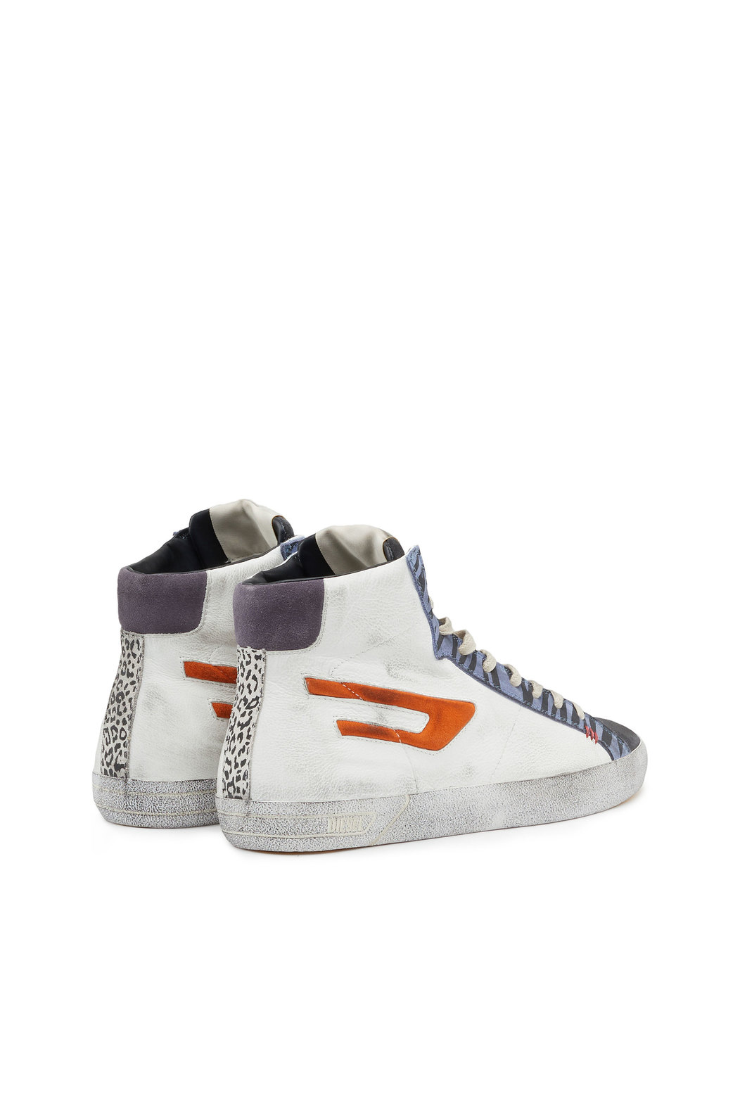 High-top sneakers with animalier eyestay