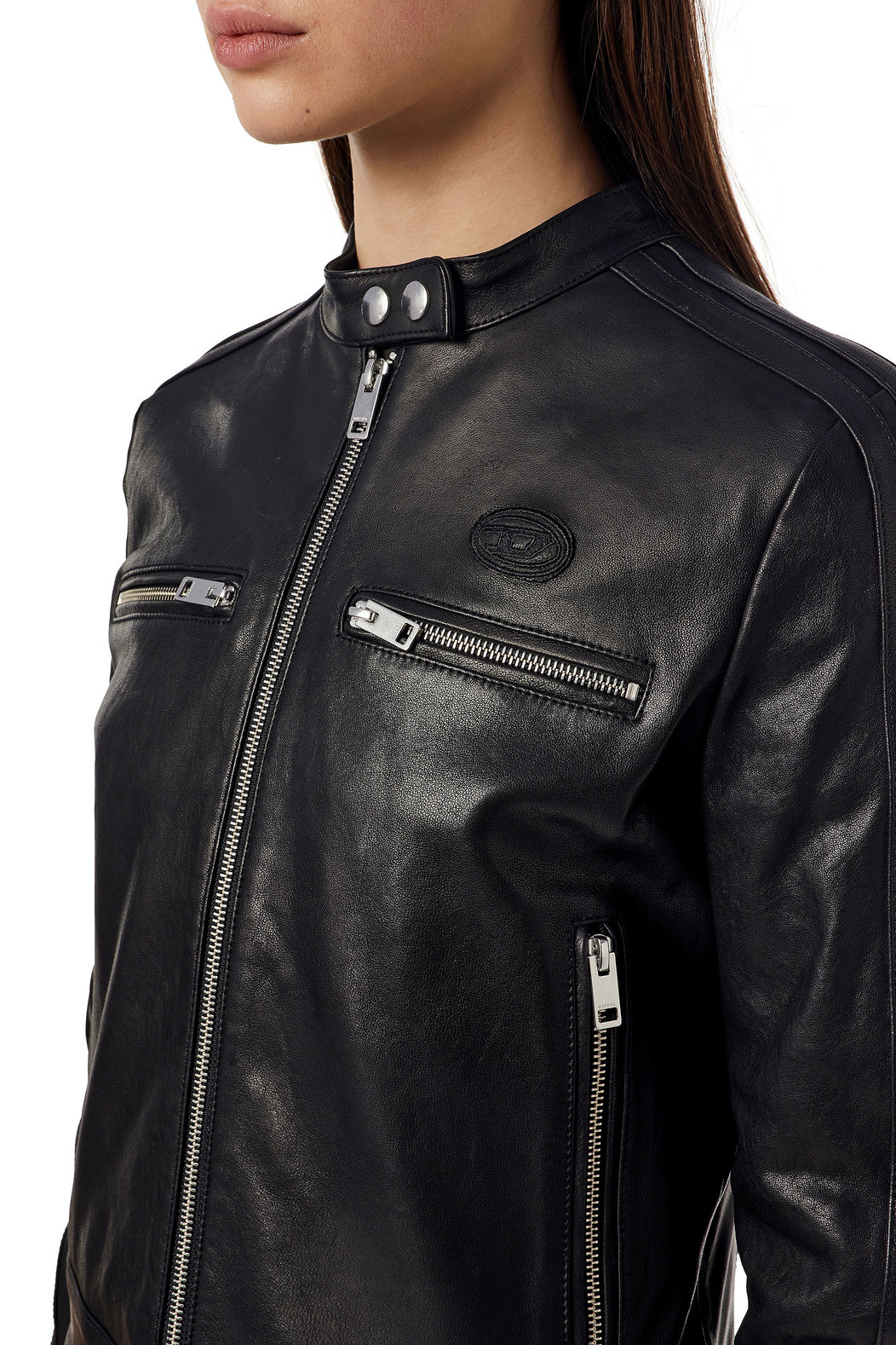Racer jacket in treated leather