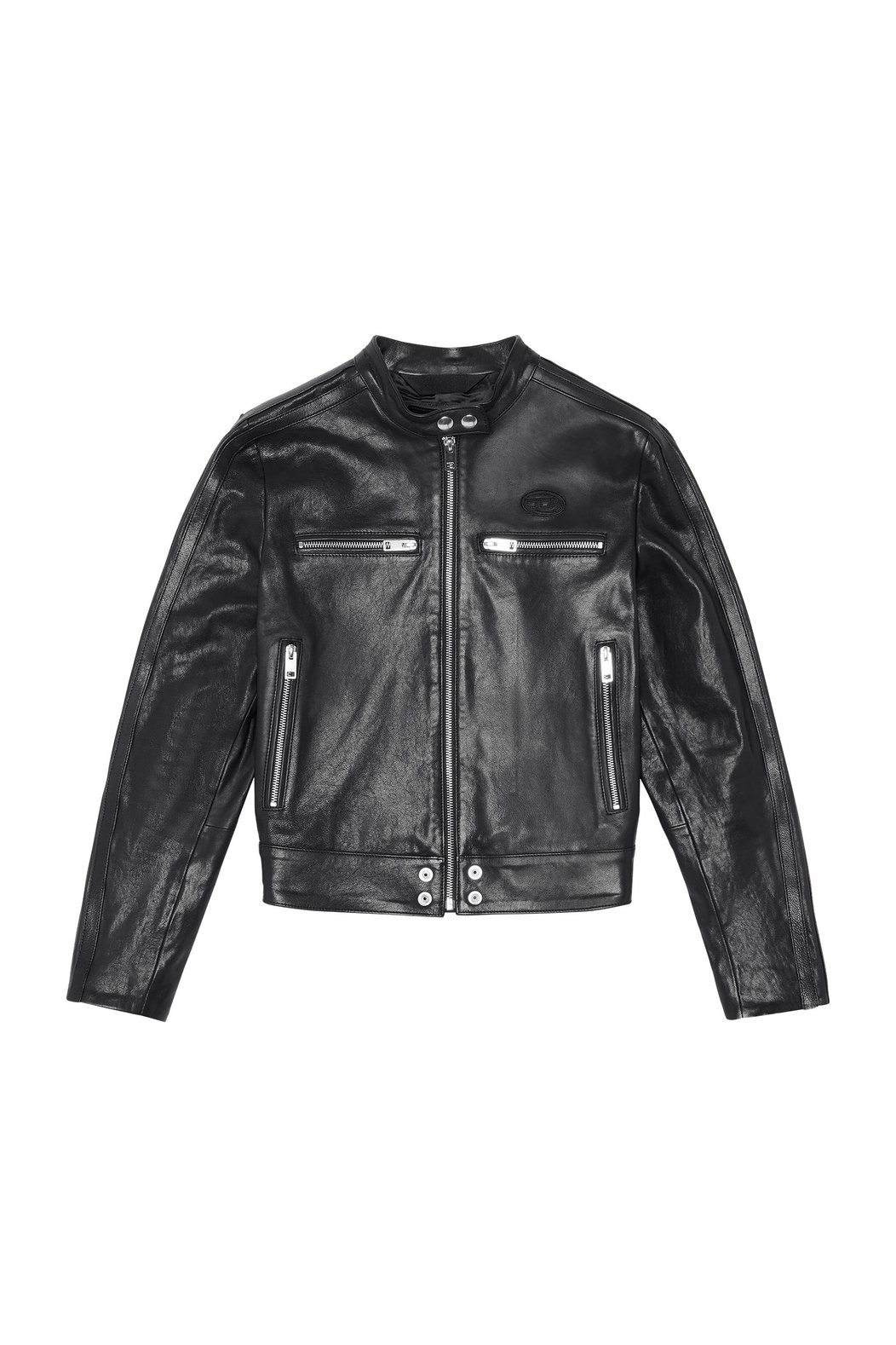 Racer jacket in treated leather