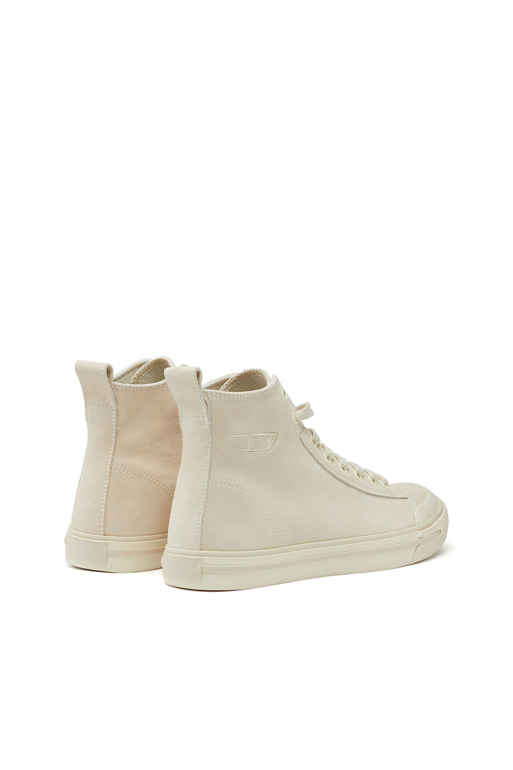 High-top suede sneakers with oval patch
