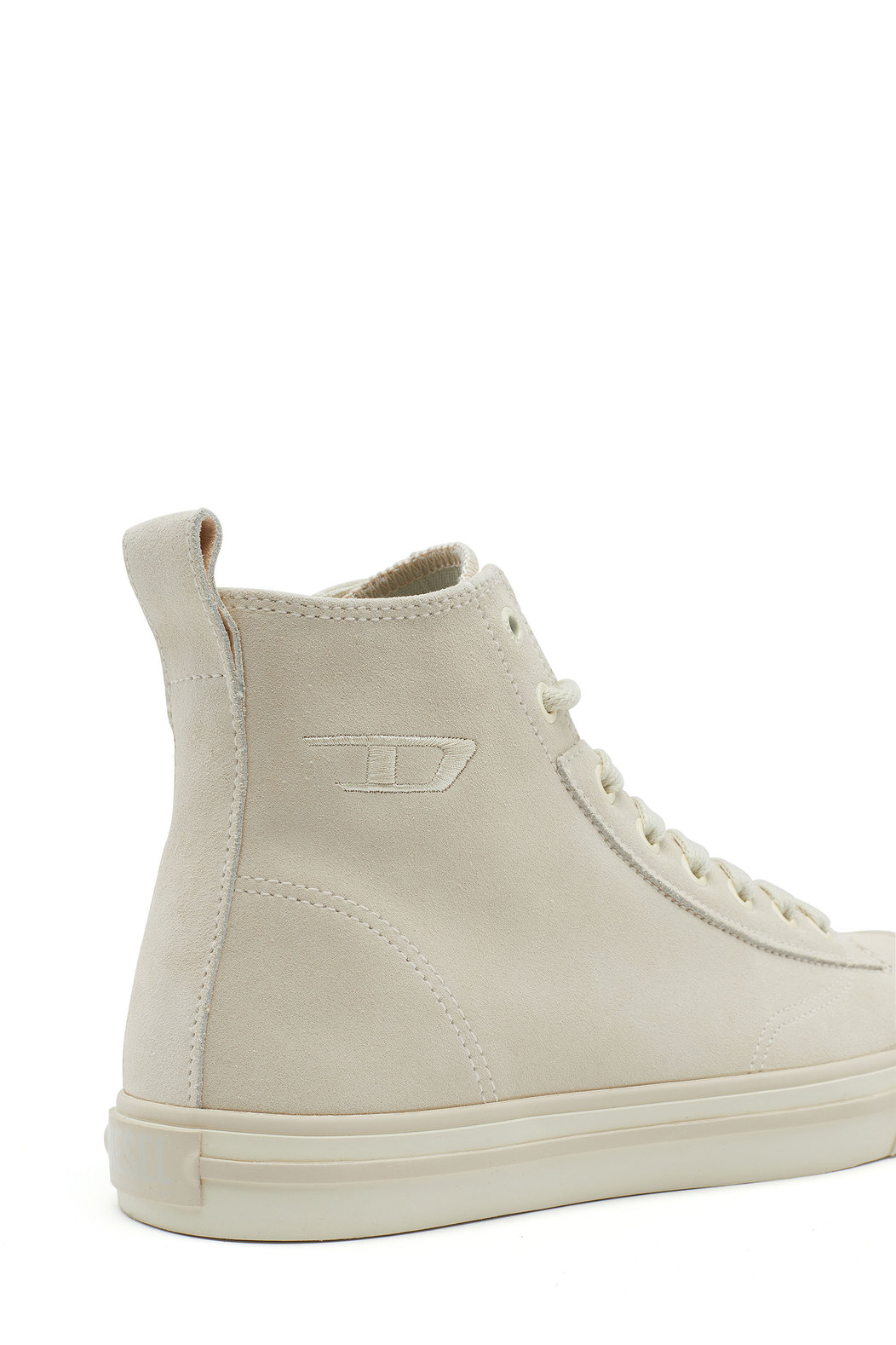 High-top suede sneakers with oval patch