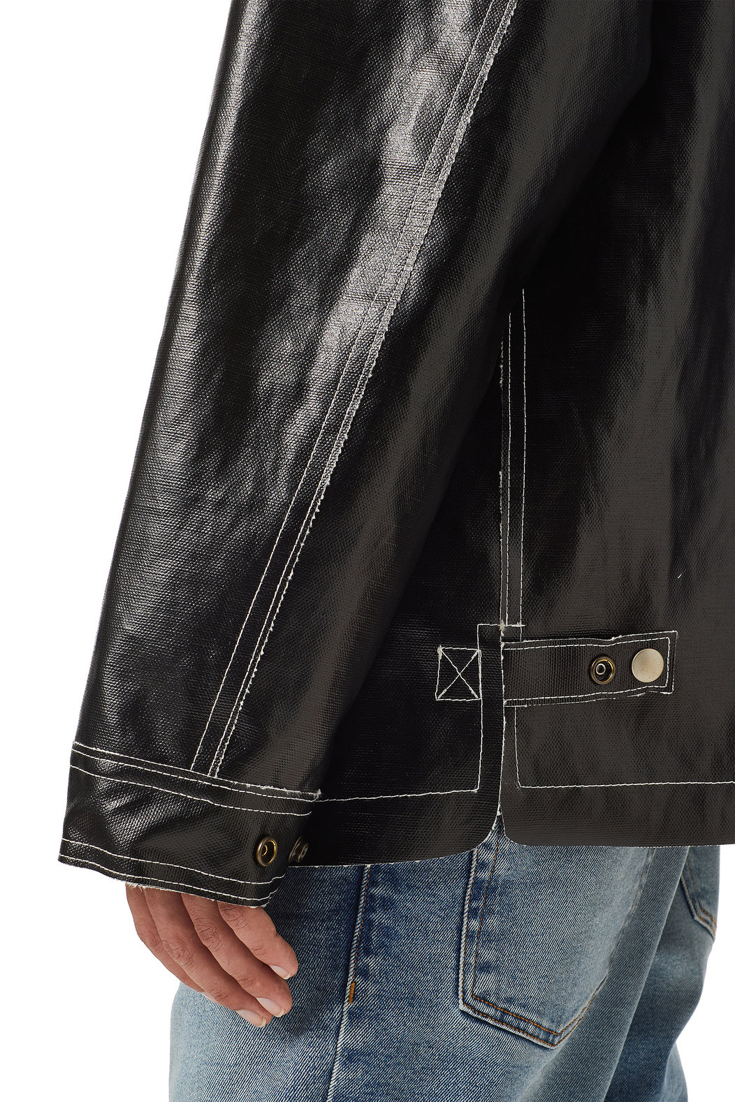 Reversible jacket in rubberised canvas