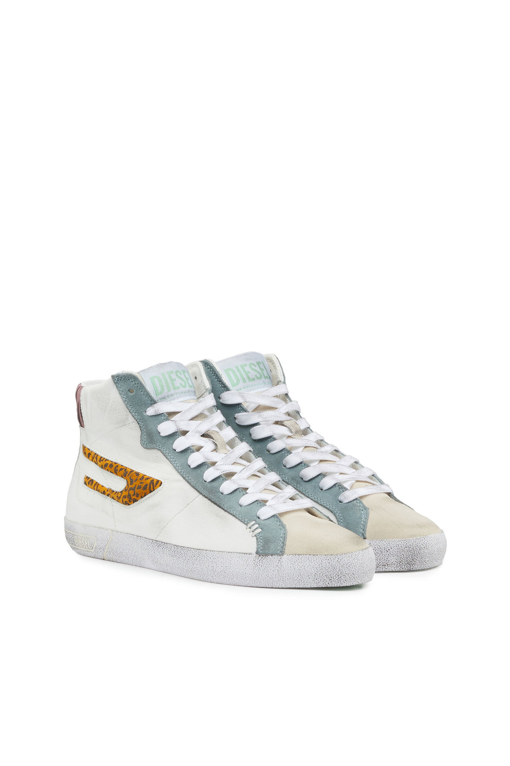 High-top sneakers with animalier panels