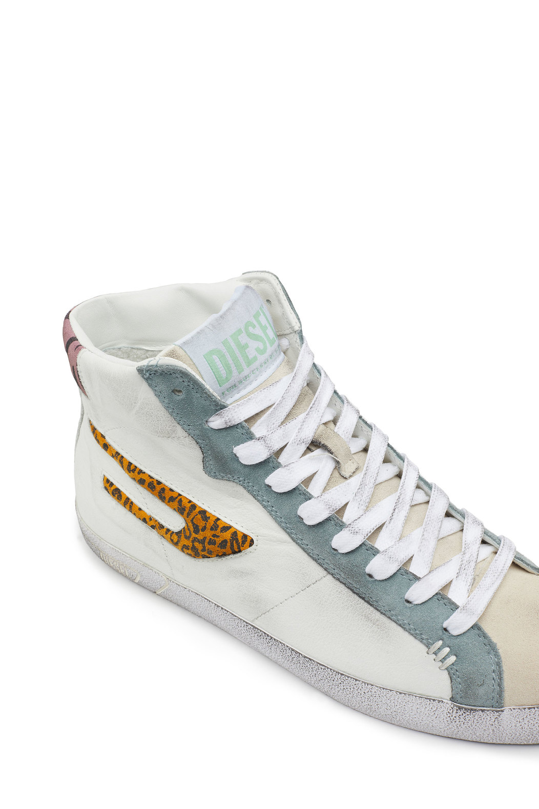 High-top sneakers with animalier panels