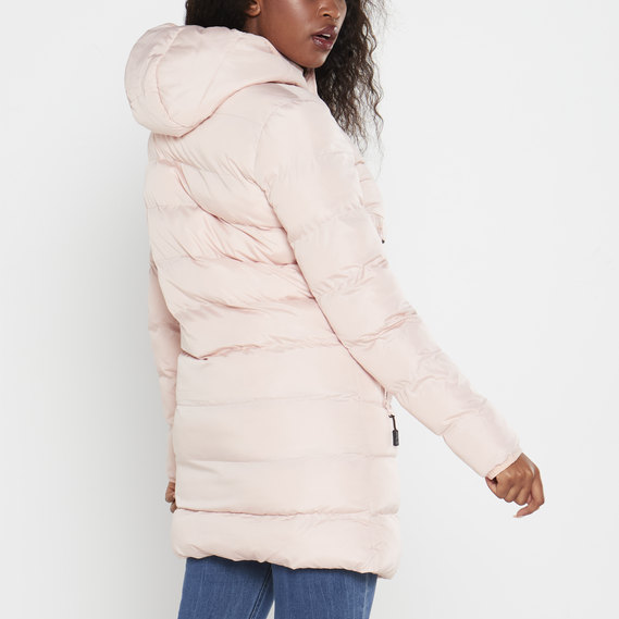 LONGER LENGTH PUFFER JACKET WITH HOOD PLUS SIZE
