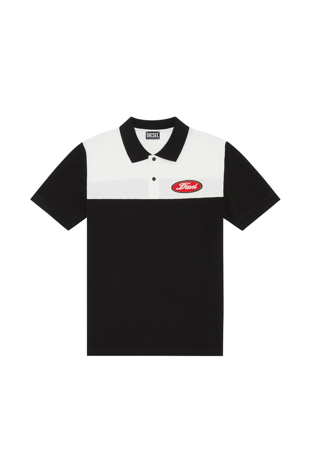 Colour-block polo shirt with logo patch