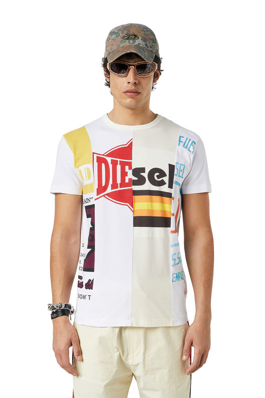 T-shirt with logo patchwork