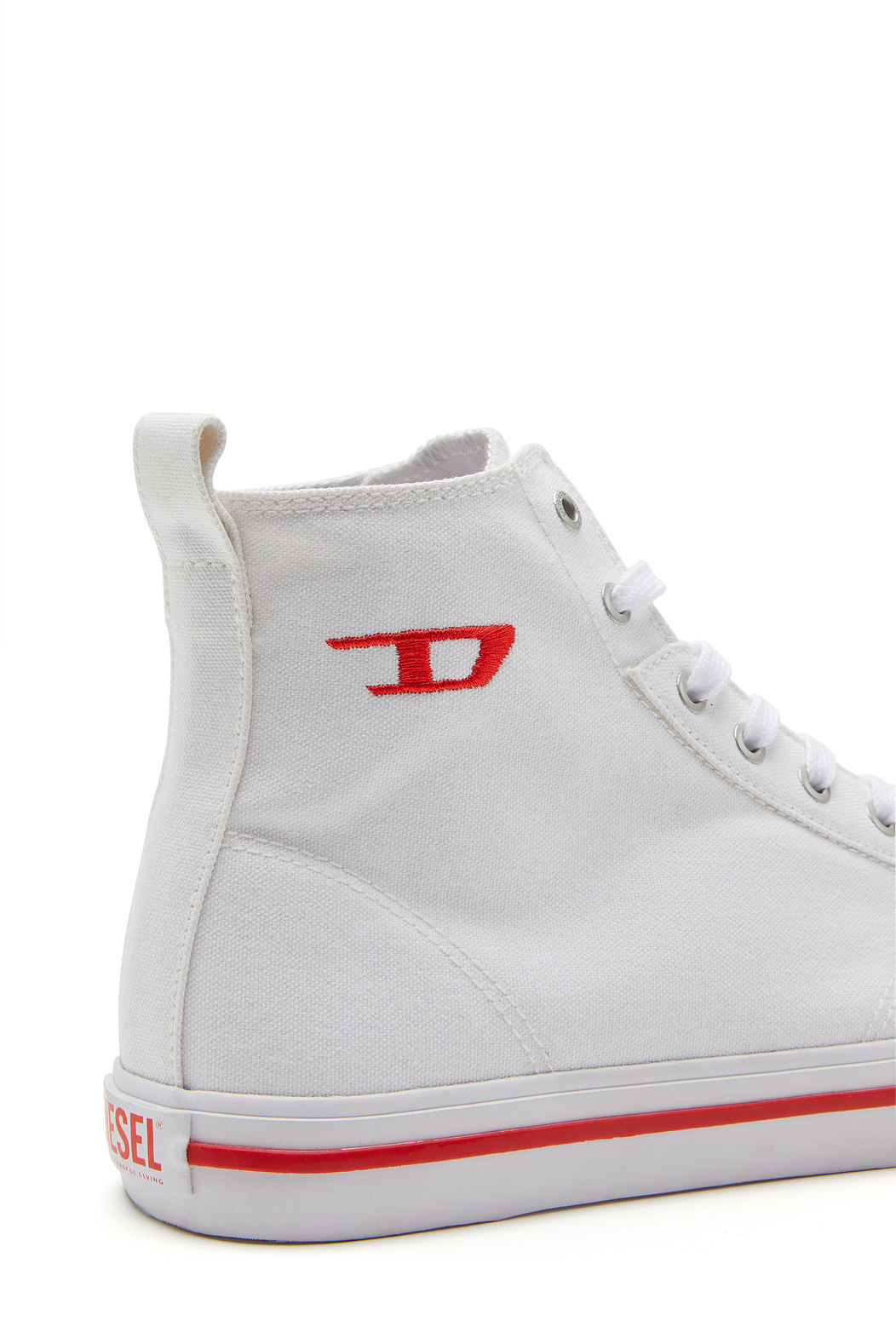 High-top canvas sneakers with oval patch