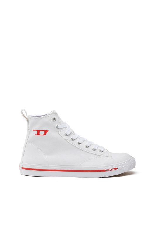 High-top canvas sneakers with oval patch