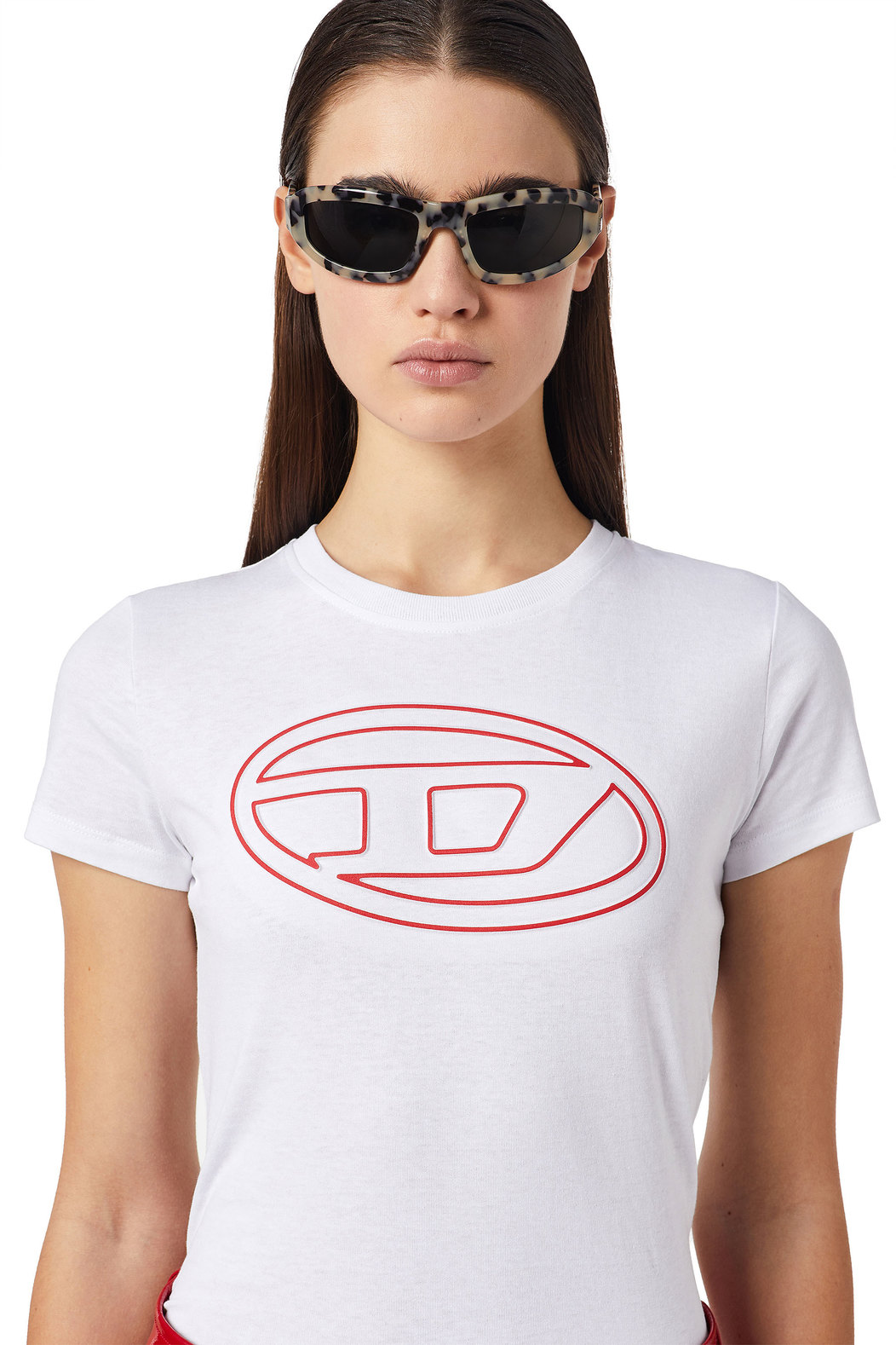 T-shirt with embossed oval logo