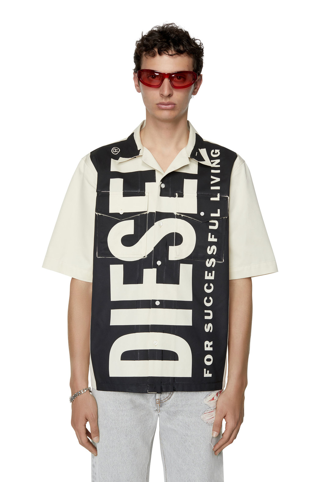 Diesel S-Mac-22 Logo Print Bowling Shirt