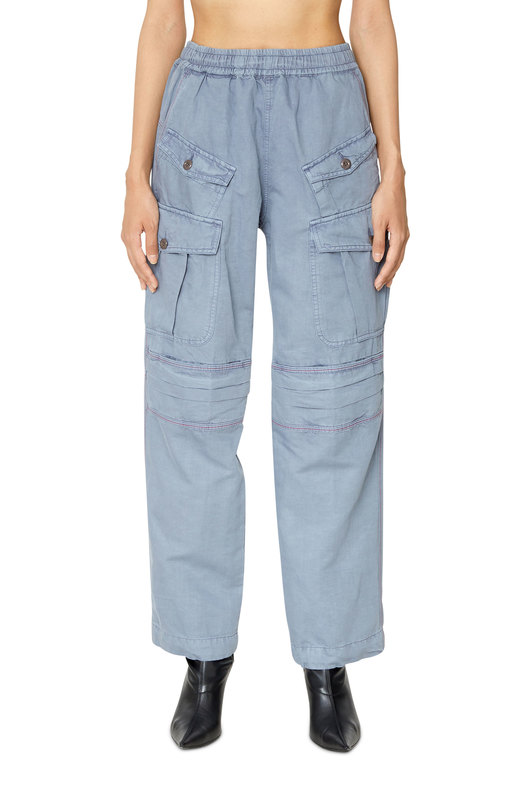 Pants in slub cotton-linen twill
