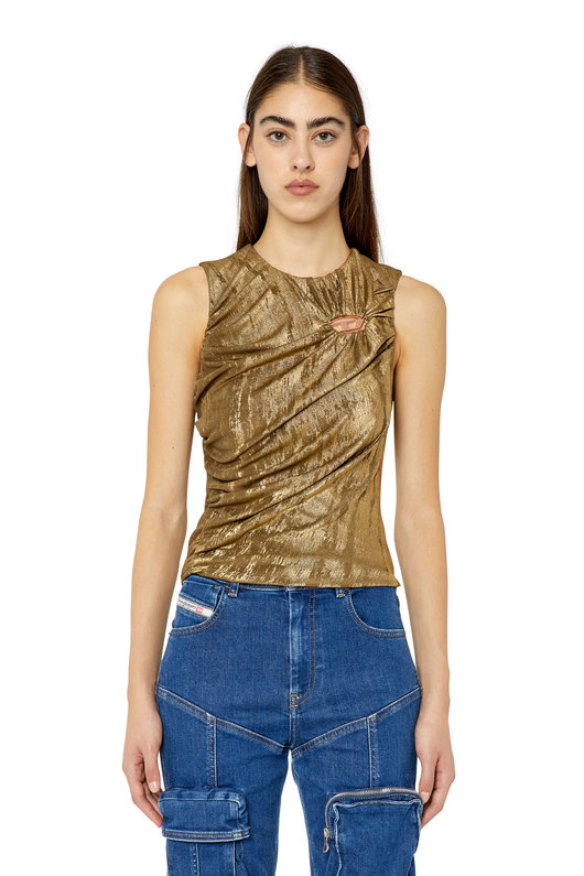 Ruched top in metallic jersey