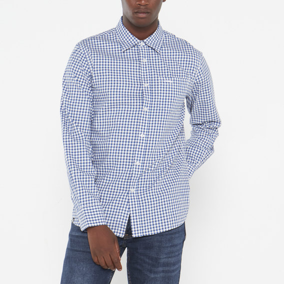 White button down full sleeves shirt with checks 