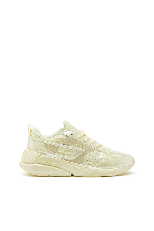 Mesh sneakers with pearlescent overlays
